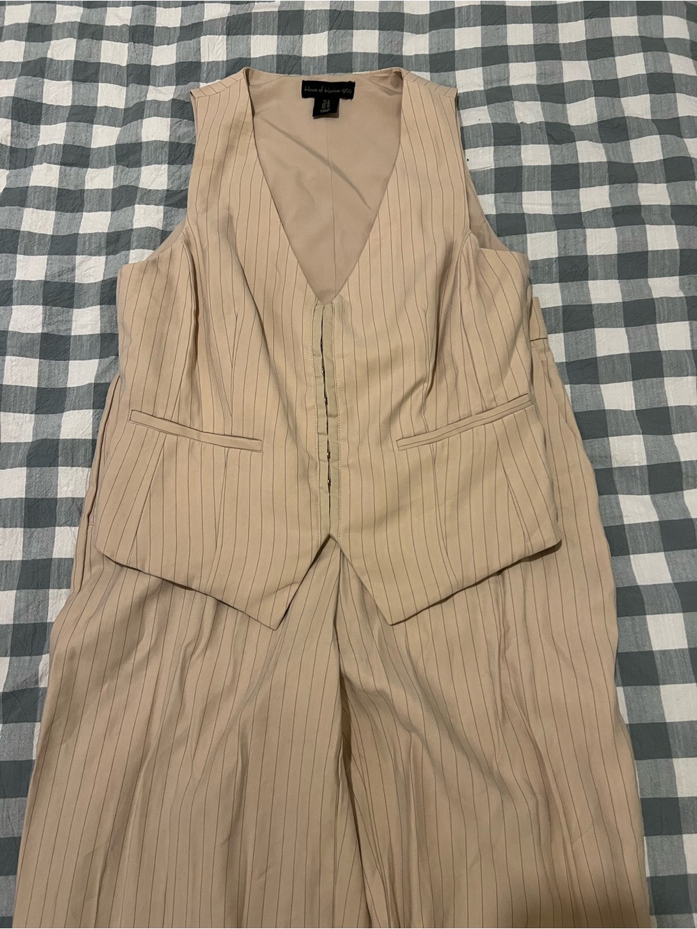 House of Harlow 1960 Beige Pinstripe Vest & Pants